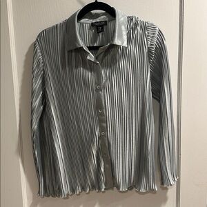Rachel Zoe Baby blue pleated button down top